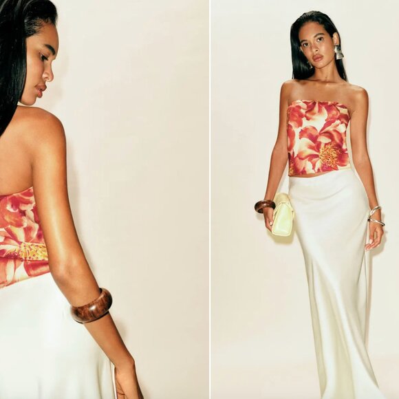 Reformation Spritz Silk Top Orange - Size S - Picture 2 of 2